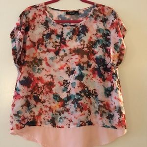 Pink floral chiffon top